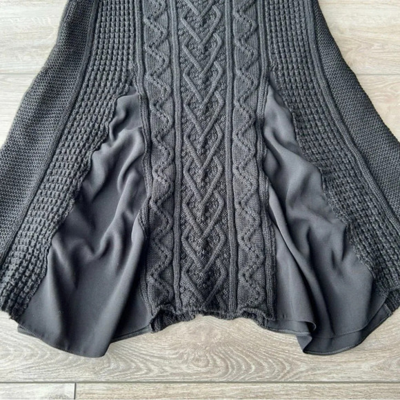 Crea Concept Pure Wool Cable Knit Flared Peplum Hem Short Sleeve Sweater - Picture 13 of 14